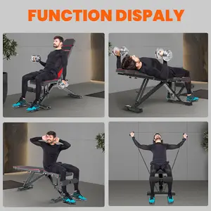 Folding Workout Weight Bench 8 Backrest Adjustment with Resistance Bands for Full Body Exercise