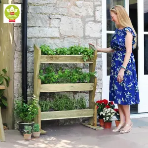 Zest 3 Tier Vertical Herb Stand Wooden Planter Garden Layered Planter