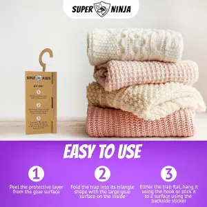 Super Ninja Clothing Moth Killer - 10 Traps - Highly Effective and Ecological Moth Trap - Moth Killer for Wardrobe