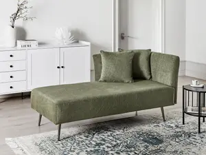 Right Hand Fabric Chaise Lounge Green RIOM