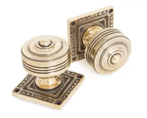 From The Anvil Aged Brass Tewkesbury Square Mortice Knob Set