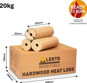 Hardwood Heat Logs - Hottest Burning Wood Fuel | Lekto Woodfuels 4 X 20Kg Mini Pack