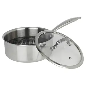 Hextec 20cm Diameter Non Stick Stainless Steel Induction Saucepan Pan Kitchen Cookware