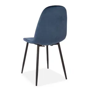 4 Gaviota Fabric Velvet Upholstered Dining Chair (Set of 4) Velvet Navy Blue / Black