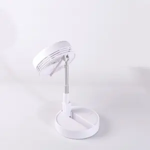 USB Rechargeable Foldaway Fan - Telescopic Height Adjustable Desk or Stand Cooling Fan with 3 Speeds & 180 Angle Adjustment