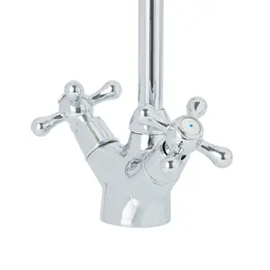 Kidson Chrome effect Kitchen Twin lever Tap