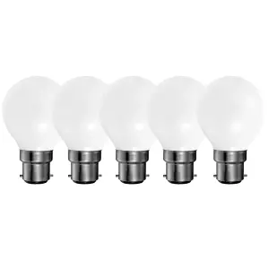 Harper Living 5 Watts B22 BC Bayonet LED Light Bulb Opal Golf Ball Warm White Dimmable, Pack of 5