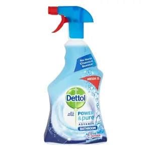 Dettol Power and Pure Antibacterial Bathroom Cleaner Spray 1 L (Pack of 6)