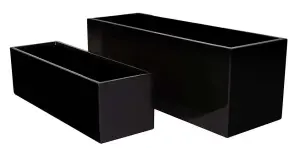 Primrose Gel Coated Black Fibreglass Trough Garden Planter Small 24cm x 80cm