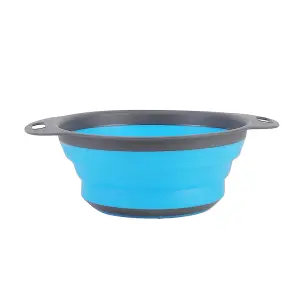 Blue Collapsible Kitchen Silicone Colander Strainer Bowl