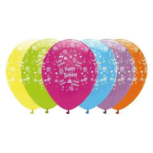 Creative Party Latex Printed Happy Birthday Balloons (Pack of 6) Multicoloured (One Size)