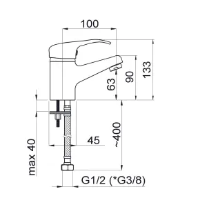 Hommix Rubineta Kapri-18 Bathroom Chrome Basin Tap