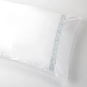 MEDITERRANEAN LINENS Cassis 100% Egyptian Cotton   Embroidered Super King Size Duvet Cover Set 400 Thread Count