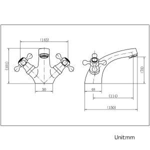 BATHWEST  Traditional Victorian Style Bathroom Basin Sink Mixer Taps Twin Cross