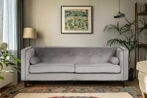 Interiors by Premier Felisa 3 Seat Grey Velvet Sofa