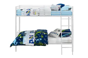 Bunk Bed Convertible Metal White, Single