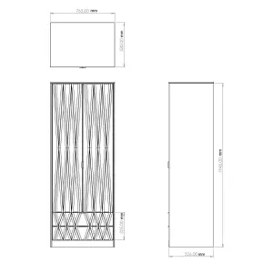 Diamond Ready assembled Modern Matt indigo & white 2 Drawer Tall Double Wardrobe (H)1970mm (W)740mm (D)530mm