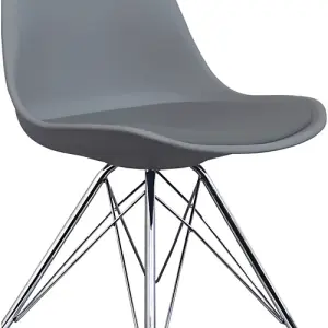 Soho Dark Grey Plastic Dining Chair with Chrome Metal Legs