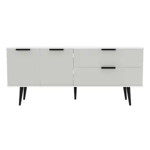 Fuji 2 Drawer 2 Door Wide Sideboard in Grey Matt & White (Ready Assembled)