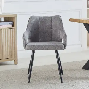 Set of 2 Lodine Fabric Dining Chairs - Grey