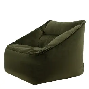 icon Natalia Velvet Armchair Bean Bag Olive Green Giant Bean Bag Chair