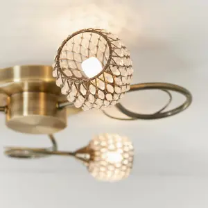 Anson Lighting Koln 3lt Ceiling Light in  Antique brass plate & antbrass clear