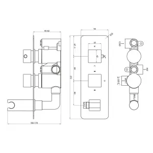 Nes Home Square Wall Mounted Thermostatic Shower Valve with Handset