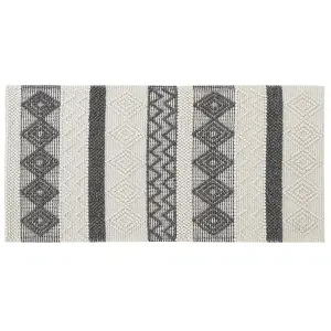 Wool Area Rug 80 x 150 cm Beige and Grey DAVUTLAR