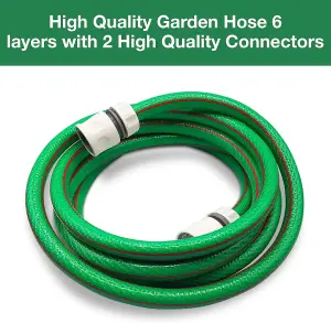 Premium Garden Hose with 2 Hose Connectors- Flexible Hose for All Seasons Use-6-Layer PVC Hose with Reinforcement -3m Pressure Hos