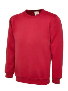 Uneek - Unisex Olympic Sweatshirt/Jumper - 50% Polyester 50% Cotton - Red - Size XS