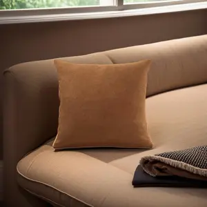 Plain 45cm x 45cm Velvet Chenille Cushion Tan