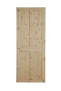 Fortia Knotty 4 panel Unglazed Victorian Natural Pine veneer Internal Timber Door, (H)1981mm (W)610mm (T)35mm