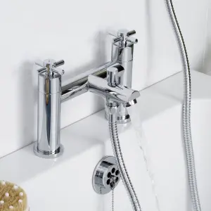 Bristan Nurture Polished Chrome effect Rim-mounted 2 Tap Hole Shower mixer Tap