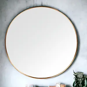 URBNLIVING 40cm Round Gold Framed Mirror Decorative Porch Hallway Vanity Dresser Art Decor