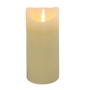 Flickering LED Battery Candle Flameless Realistic Cream Pillar Candle 23cm