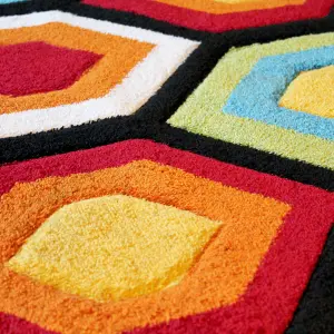 Multicoloured Hand Made Modern Geometric Easy To Clean Rug Dining Room-160cm X 230cm