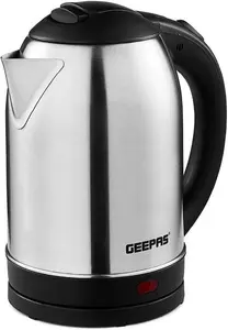 Geepas Silver 1.8L Electric Kettle Stainless Steel Cordless Jug Overheat Protection