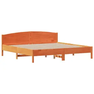 Berkfield Bed Frame without Mattress Wax Brown 180x200 cm Super King Solid Wood Pine