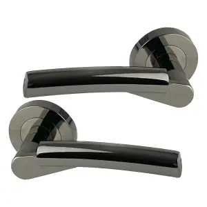 UAP Door Handle - Pair - Lever on Rose - Ruby - Latch Pack - Complete Set - Black Nickel