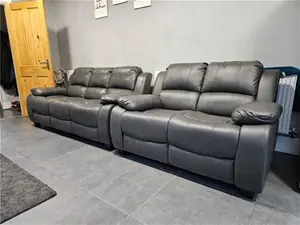 Valerie Grey Leather 3+2 Seater Sofa Set By Furniture Instore