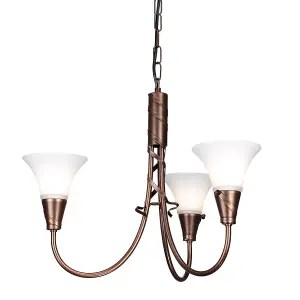 Elstead Emily Multi Arm Chandelier 3 Light Copper Finish, E14