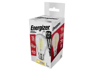 Energizer S12862 LED BC (B22) GLS Filament Non-Dimmable Bulb, Warm White 470 lm 4W ENGS12862