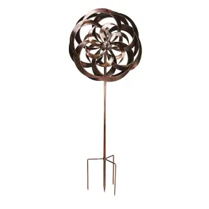 Taurus Garden Wind Spinner with Solar Powered Crackle Globe - Outdoor Decoration with Multicoloured LED Light - H213 x 58cm