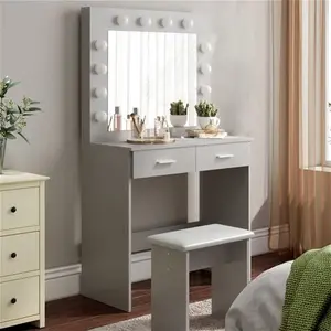 Thurston Dressing Table With Mirror Hashtag Home Colour: Grey