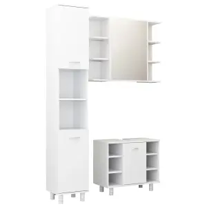 Berkfield 3 Piece Bathroom Furniture Set White Engineered Wood