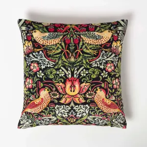 Homescapes Navy William Morris Strawberry Thief Velvet Cushion