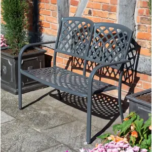 2 Seater Vienna Aluminium Garden Bench - Gunmetal Grey