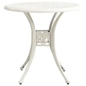 Berkfield Garden Table White 78x78x72 cm Cast Aluminium