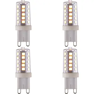 4 PACK Clear & White 3.7W G9 SMD LED Light Bulb - Dimmable Warm White - 470lm 3000k