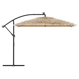 Berkfield Garden Parasol with with LEDs and Steel Pole Brown 290x290x238 cm